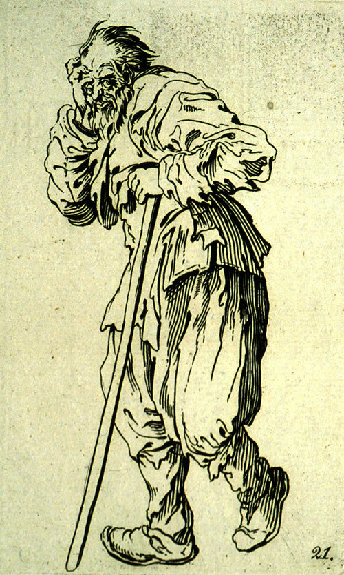 Prent van een bedelaar (1700-1800)