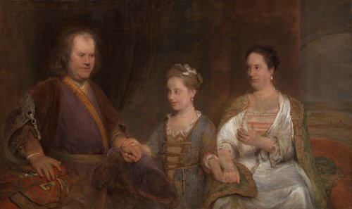 Herman Boerhaave met echtgenote en dochter